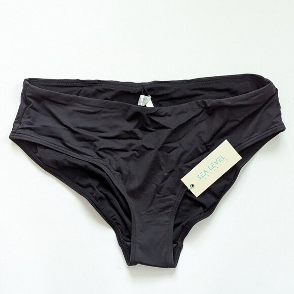 Sea Level Essentials Mid Rise Bikini Bottom, Black, Women's 10 (AUS 14) - Picture 1 of 3